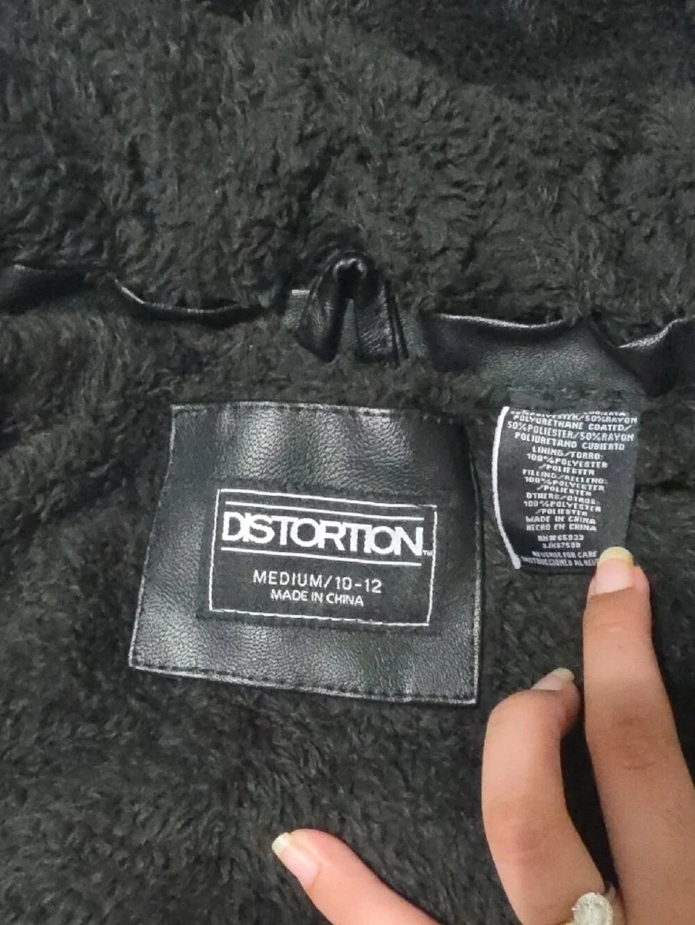 Kids Black Hooded Faux Leather Puffer Jacket